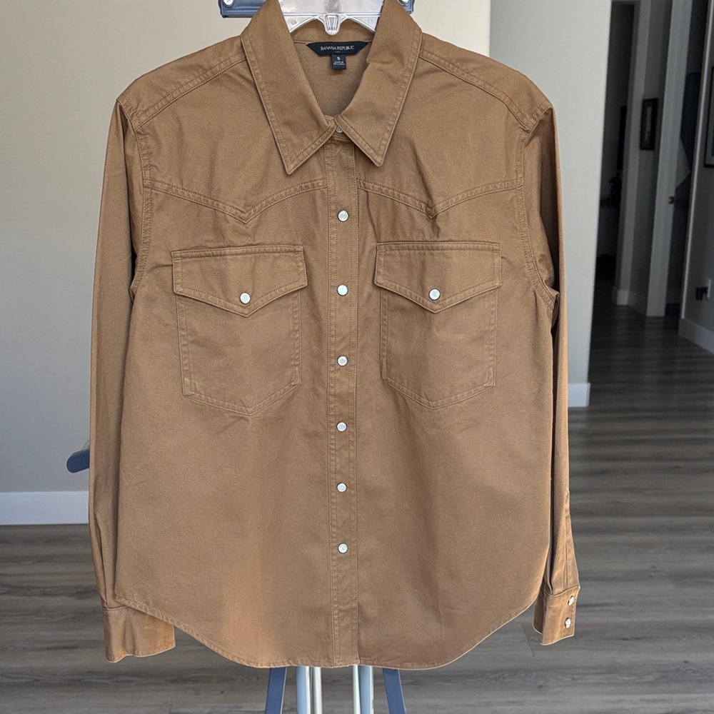 BANANA REPUBLIC Men's Snap Button Long-Sleeve Western Shirt